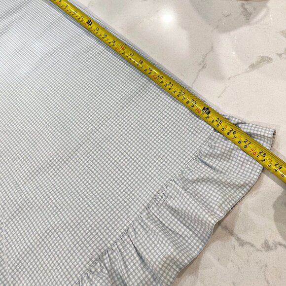 Vintage Set of 2  Pillowcases Blue White Gingham Check Ruffle 18.5" x 28" - Picture 5 of 7